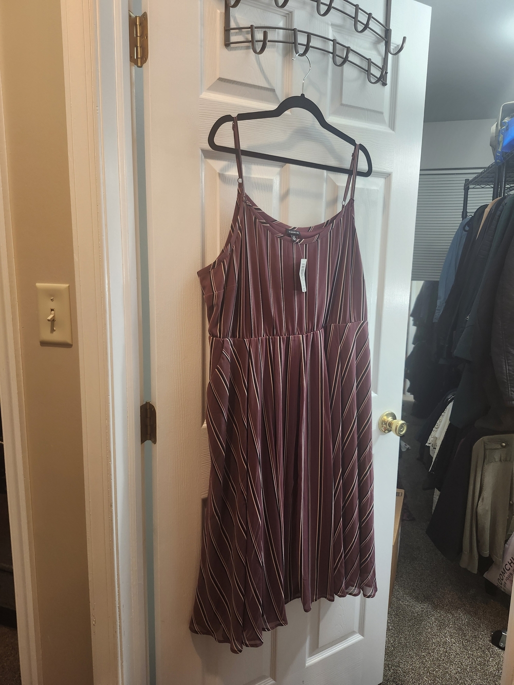 Torrid Mauve and Navy Vertical Stripe Midi Dress, NWT, 3X